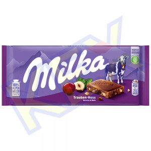 Milka táblás csokoládé mazsolás-mogyorós 100g