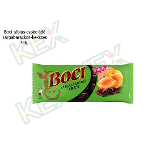 Boci táblás étcsokoládé sárgabarackos-kekszes 90g